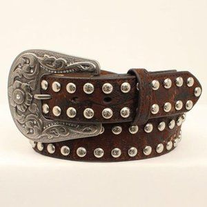Nocona N320000702 - 1.50 in. Distressed Large Nailheads Ladies Belt & Buckle